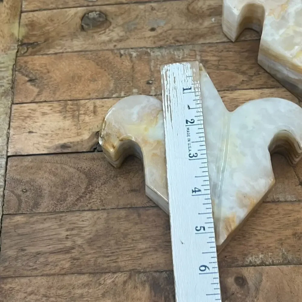 Solid Onyx Fleur De Lis Hand Carved Polished Bookends Pair 5